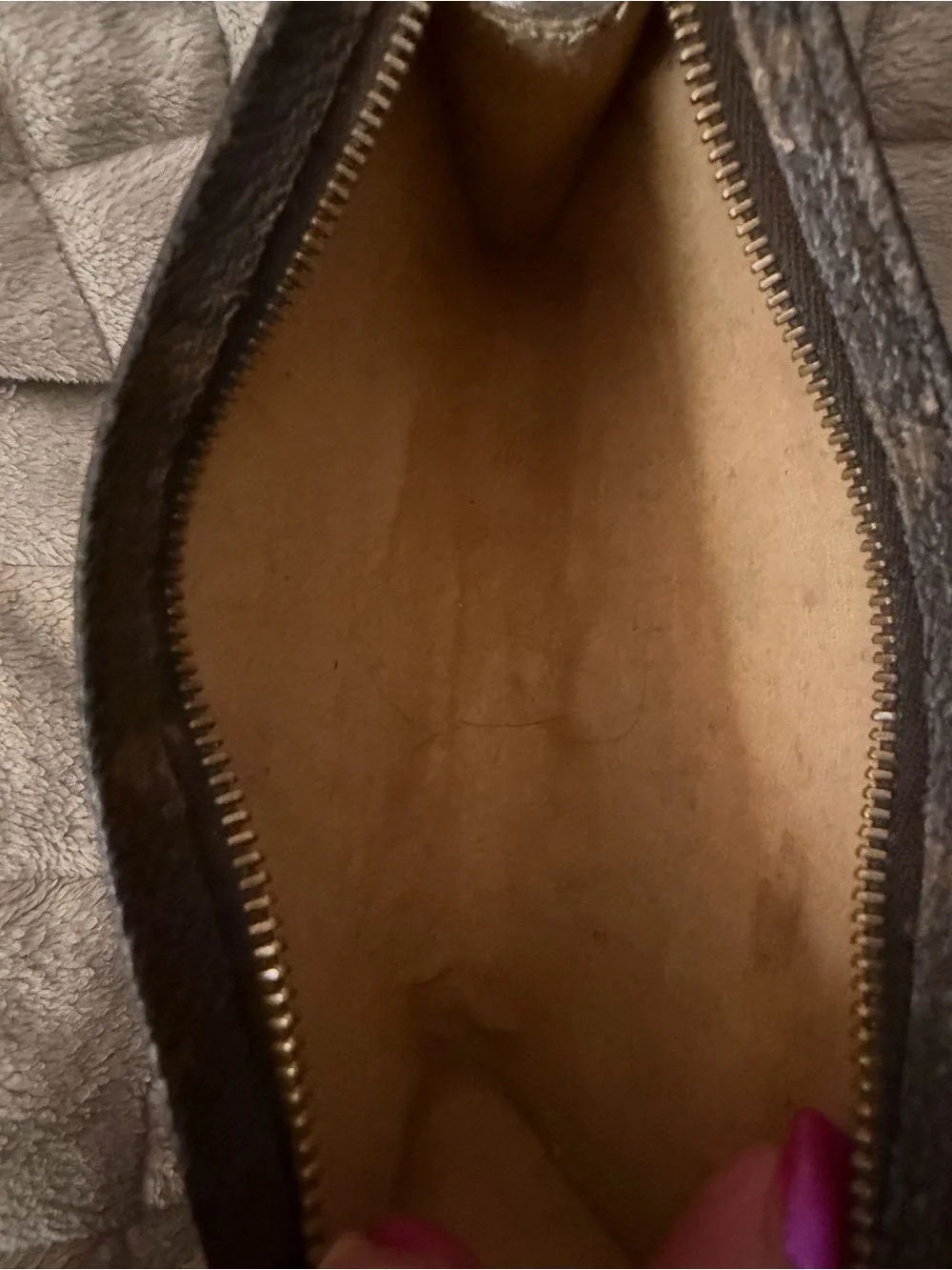 Louis Vuitton Brown Monogram Coated Canvas Pouch w/D-Ring To Attach A Strap
